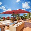 Pure Garden 15 ft Double Sun Patio Umbrella, Red, 12 Steel Ribs, 1.9 in Dia Steel Pole, Easy Crank Lift 50-LG1282